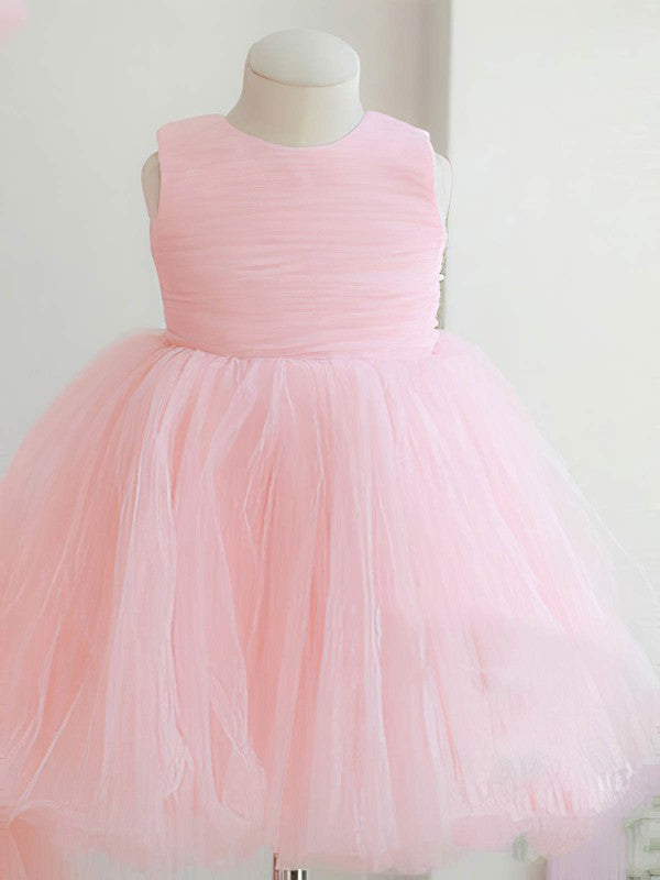 Chic Jewel Sleeveless Ball Gown Tulle Flower Girl Dresses with Ruffles