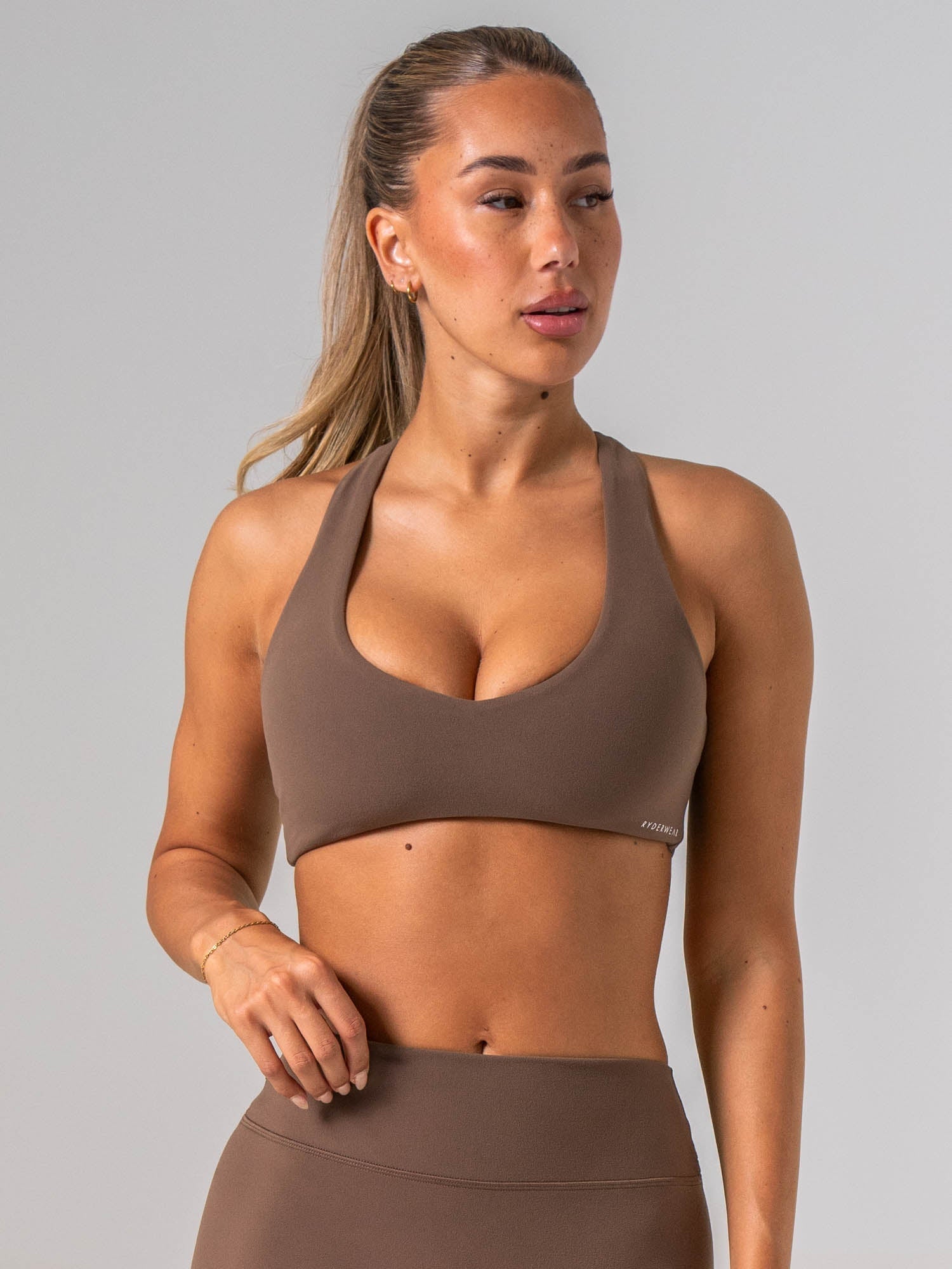 NKD Sueded Luxe V Neck Bra - Chocolate