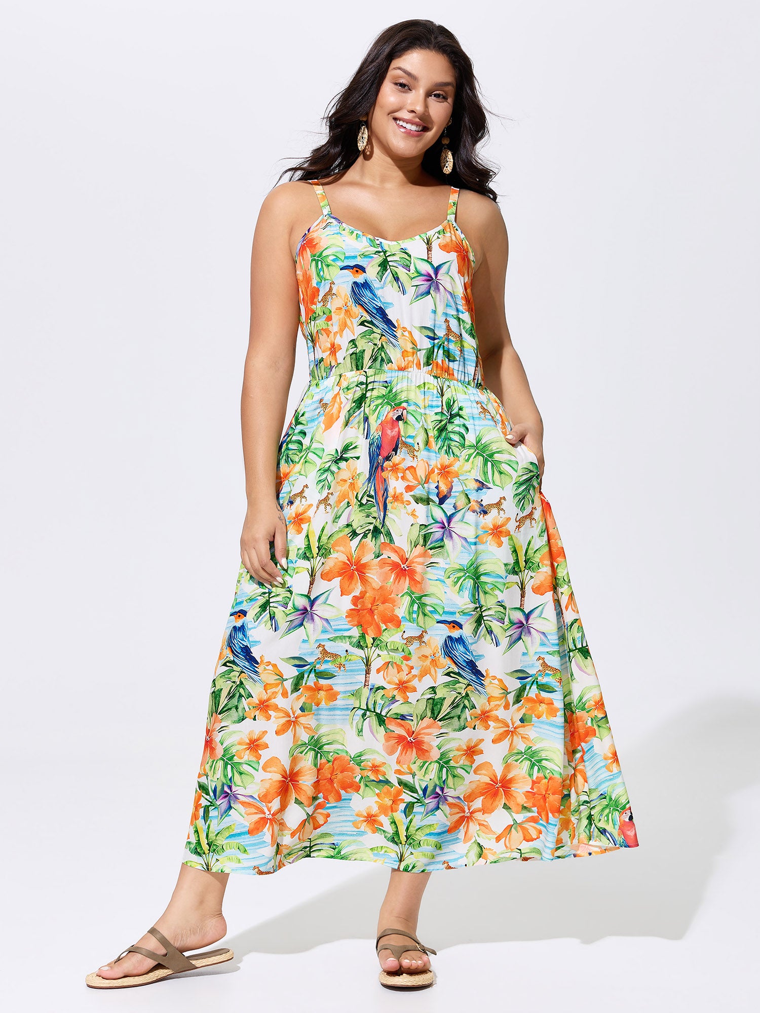 Floral Print Flowy Cami Maxi Dress