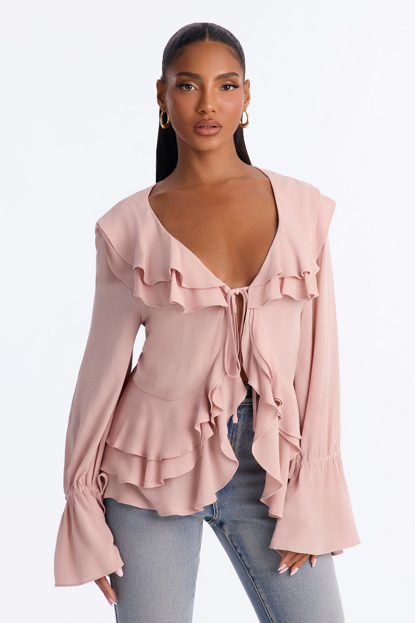 Summer Crush Ruffle Tie Front Flyaway Top - Pink