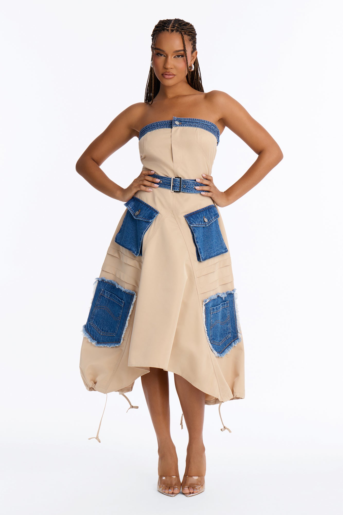 Concrete Runway Midi Dress - Taupe/combo