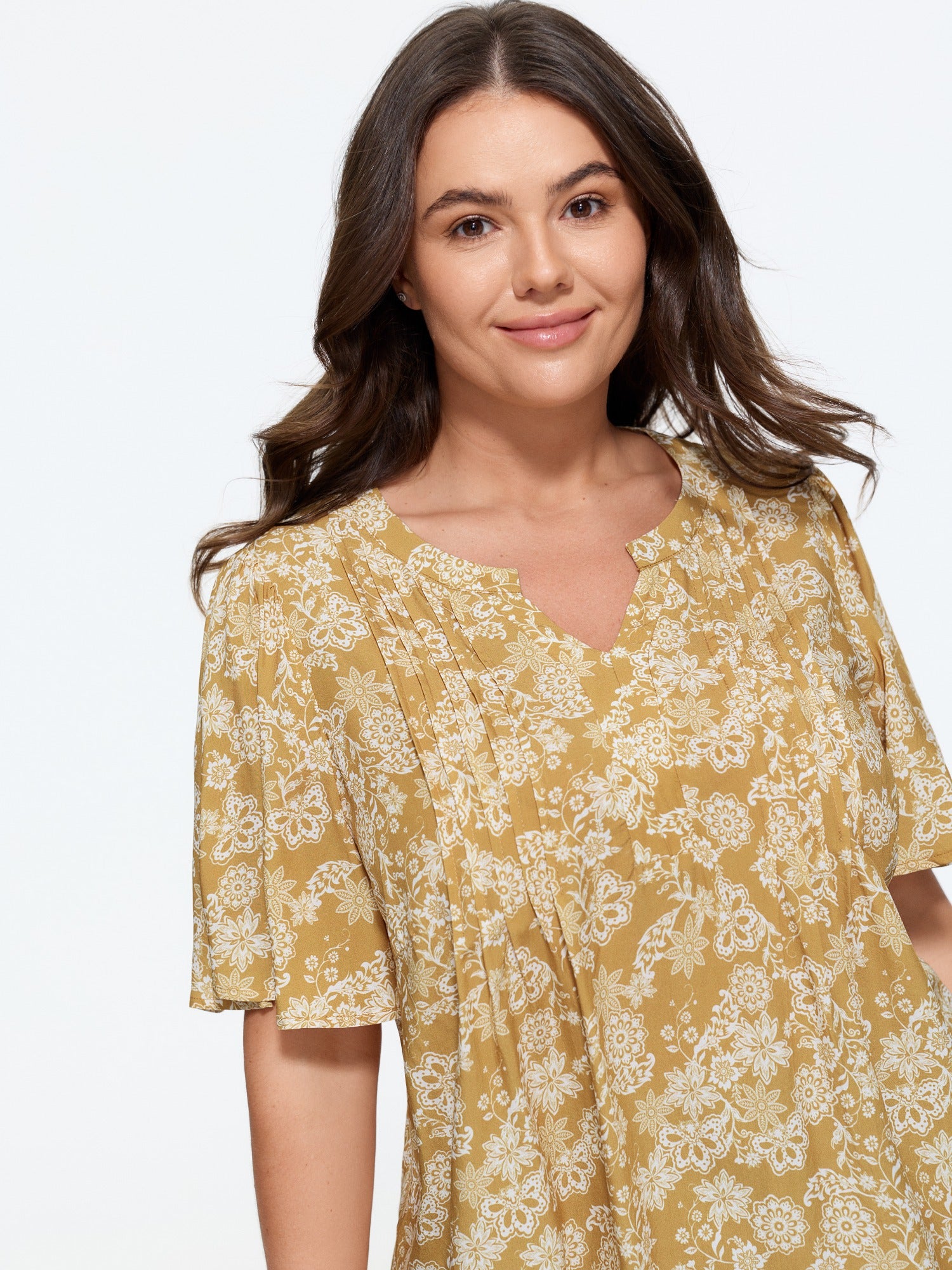 Supersoft Floral Print Front Pleated Blouse