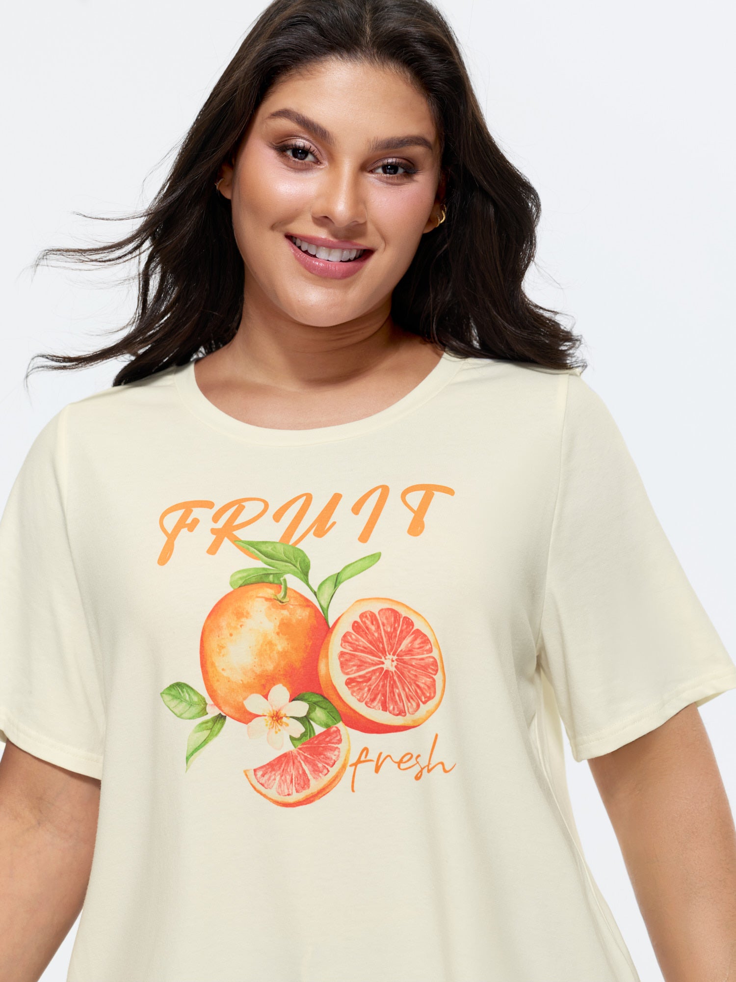 Supersoft Fruit Print Round Neck T-Shirt