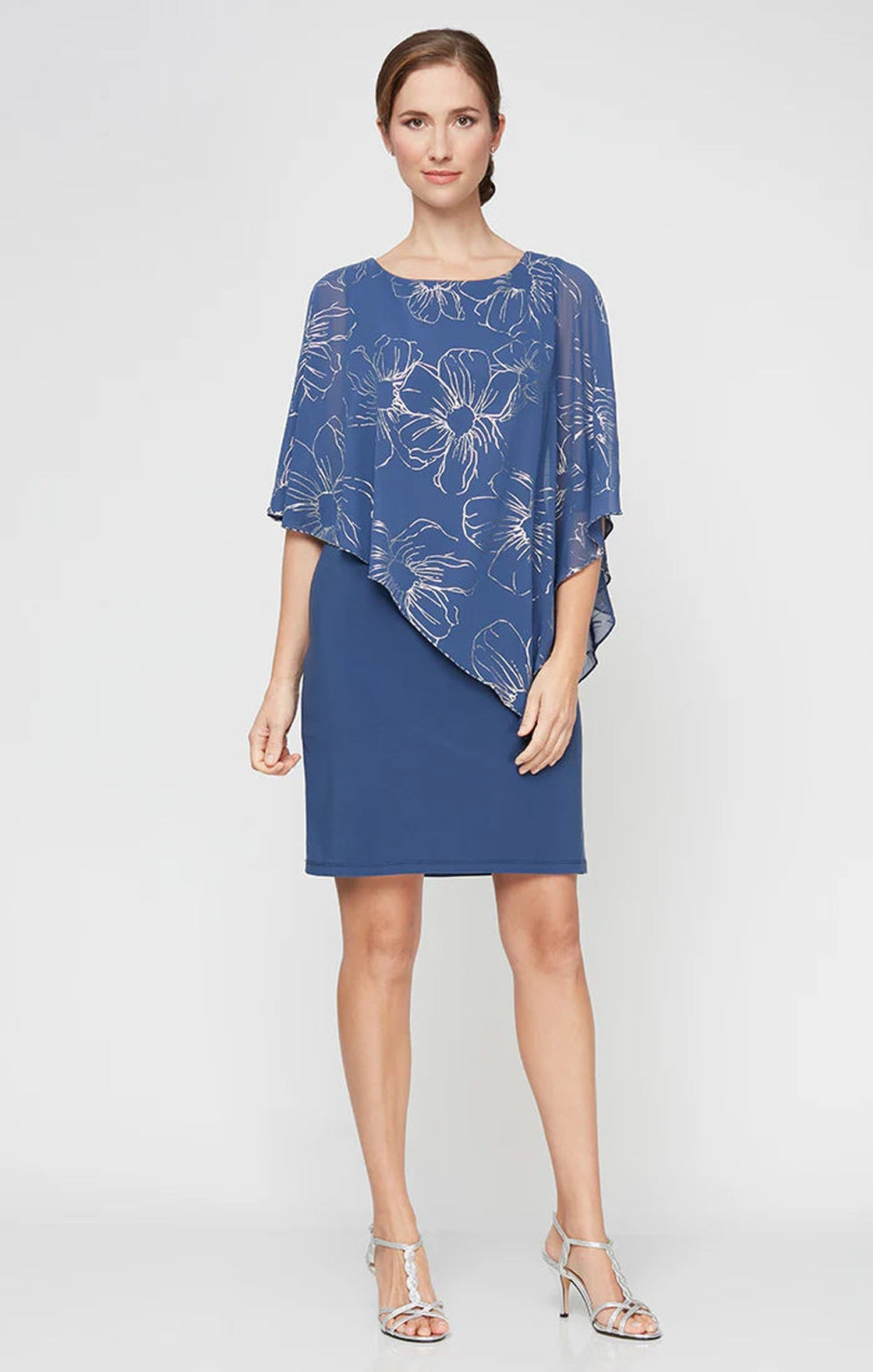 S.L. Fashions 9479146 - Cape Floral Sheath Dress