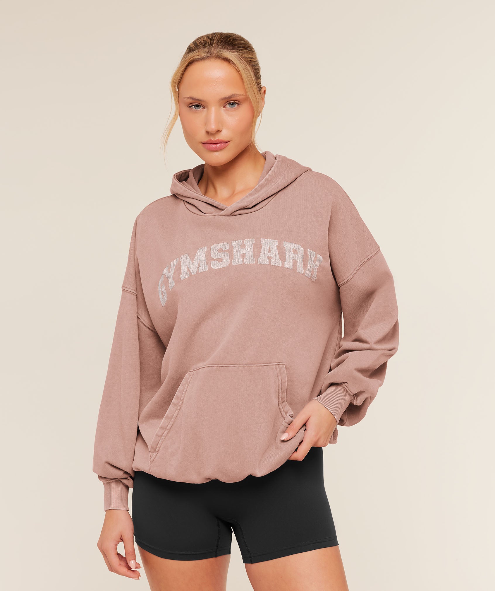 Gymshark Chainstitch Graphic Hoodie - Chestnut Pink/Wash