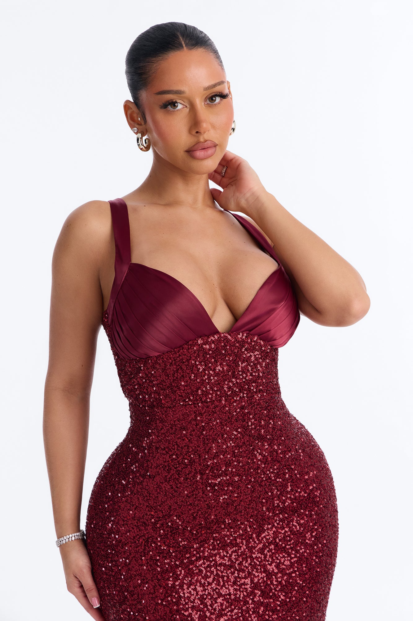 Glam Night Sequin Gown - Wine