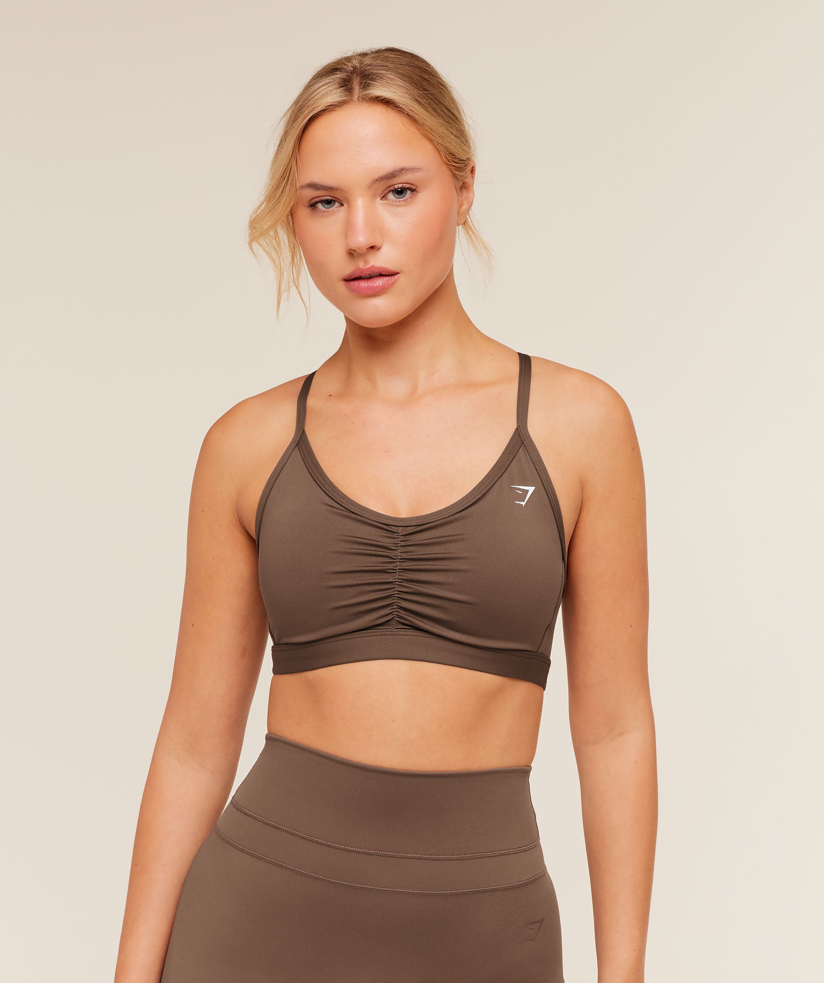 Gymshark Ruched Sports Bra - Soft Brown