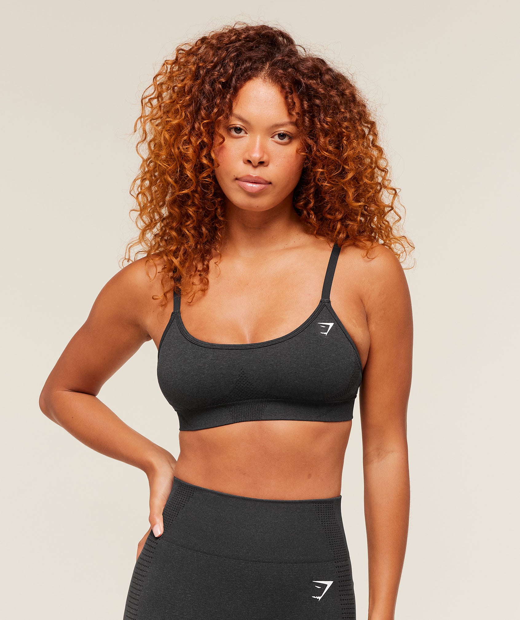 Gymshark Vital Seamless Minimal Sports Bra - Black Marl
