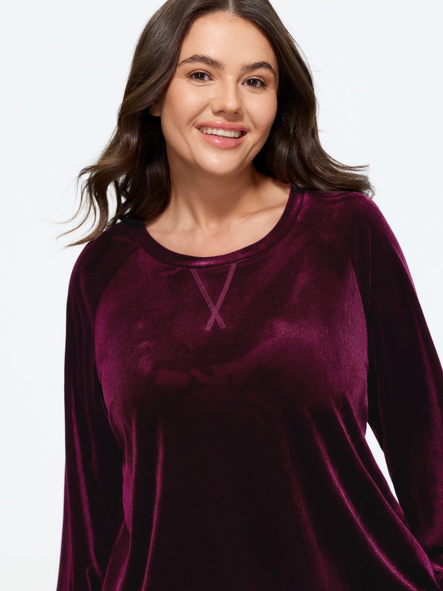 Stretchy Velvet Raglan Sleeve Sweatshirt