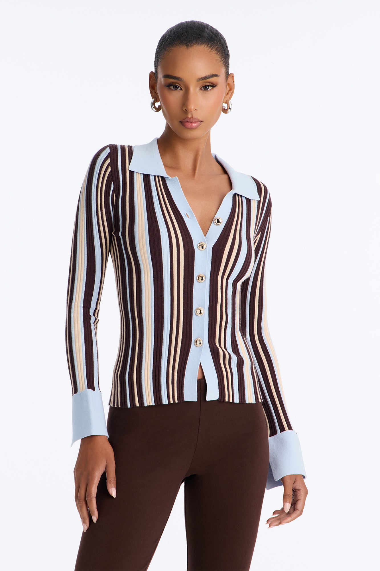 Make Things Right Striped Cardigan - Brown/combo