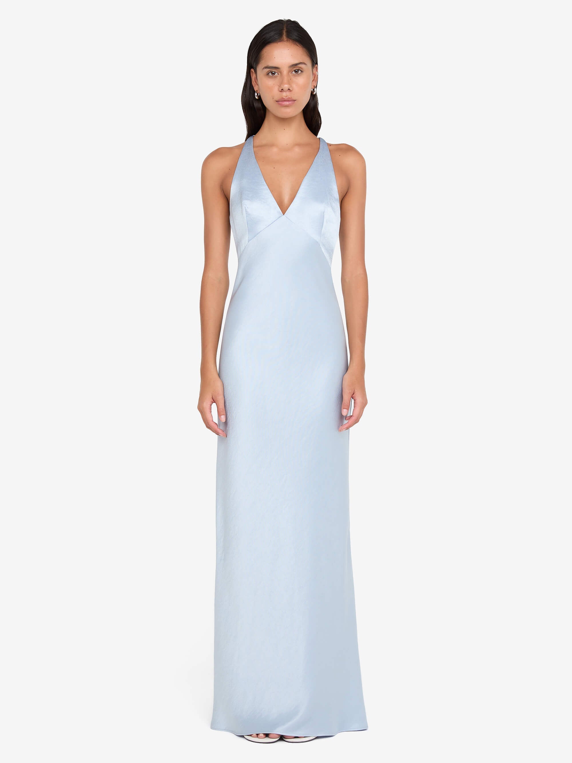 THE DREAMER V NECK DRESS - DUSTY BLUE