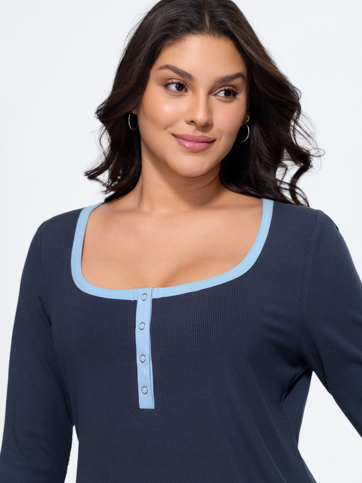 Supersoft Square Neck Contrast Trim T‑Shirt