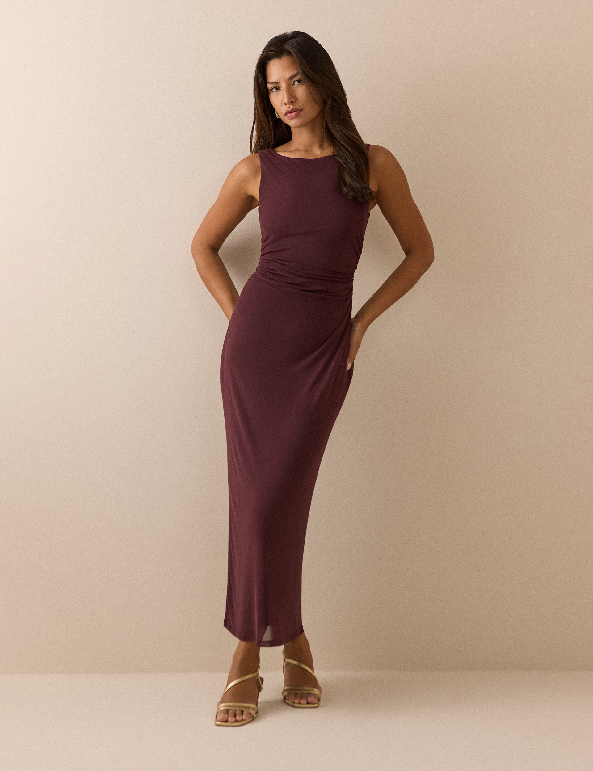 Burgundy Jersey Margot Midi Dress