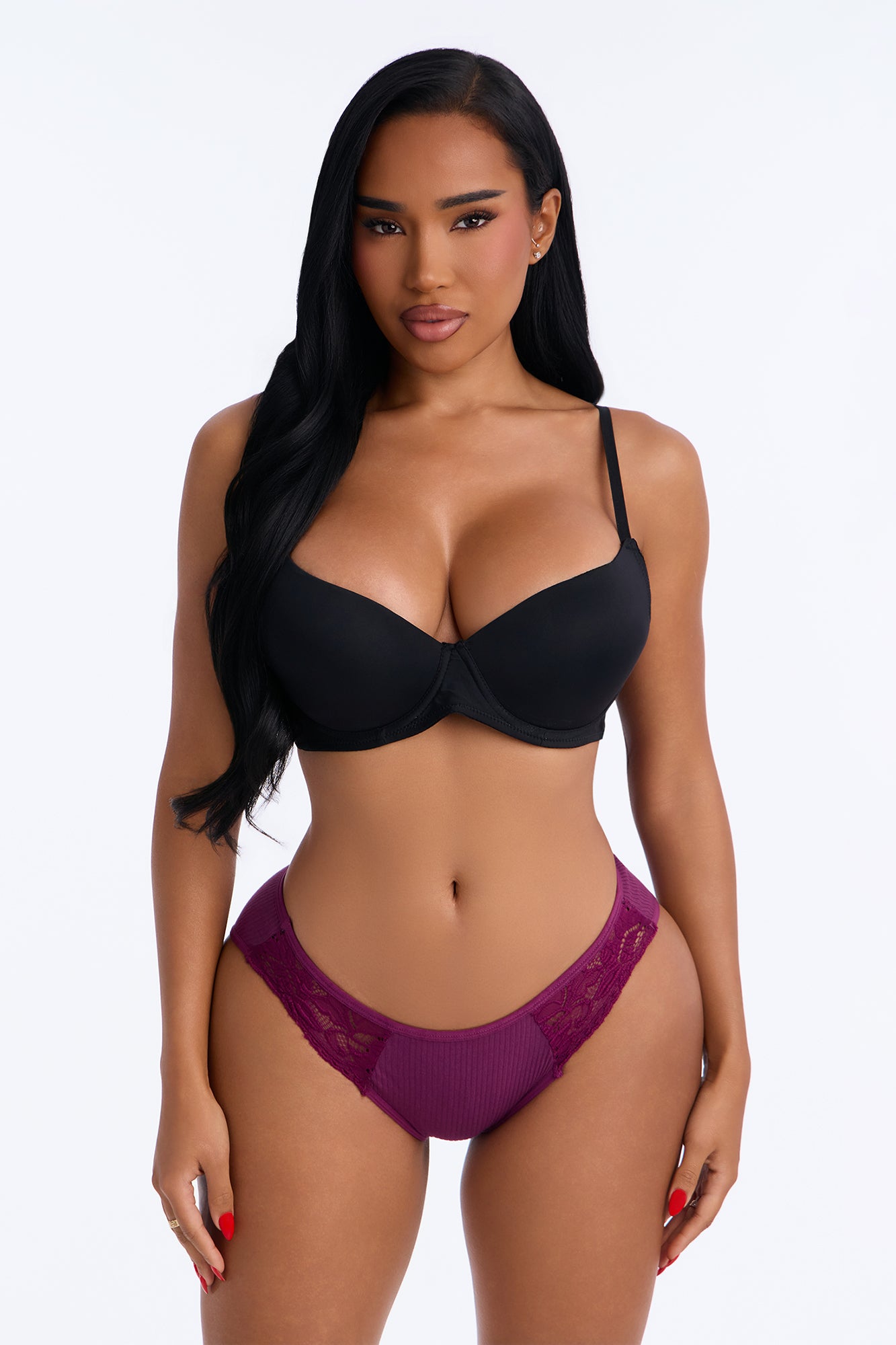 Livia Cotton Ribbed Cheeky Panty - Plum