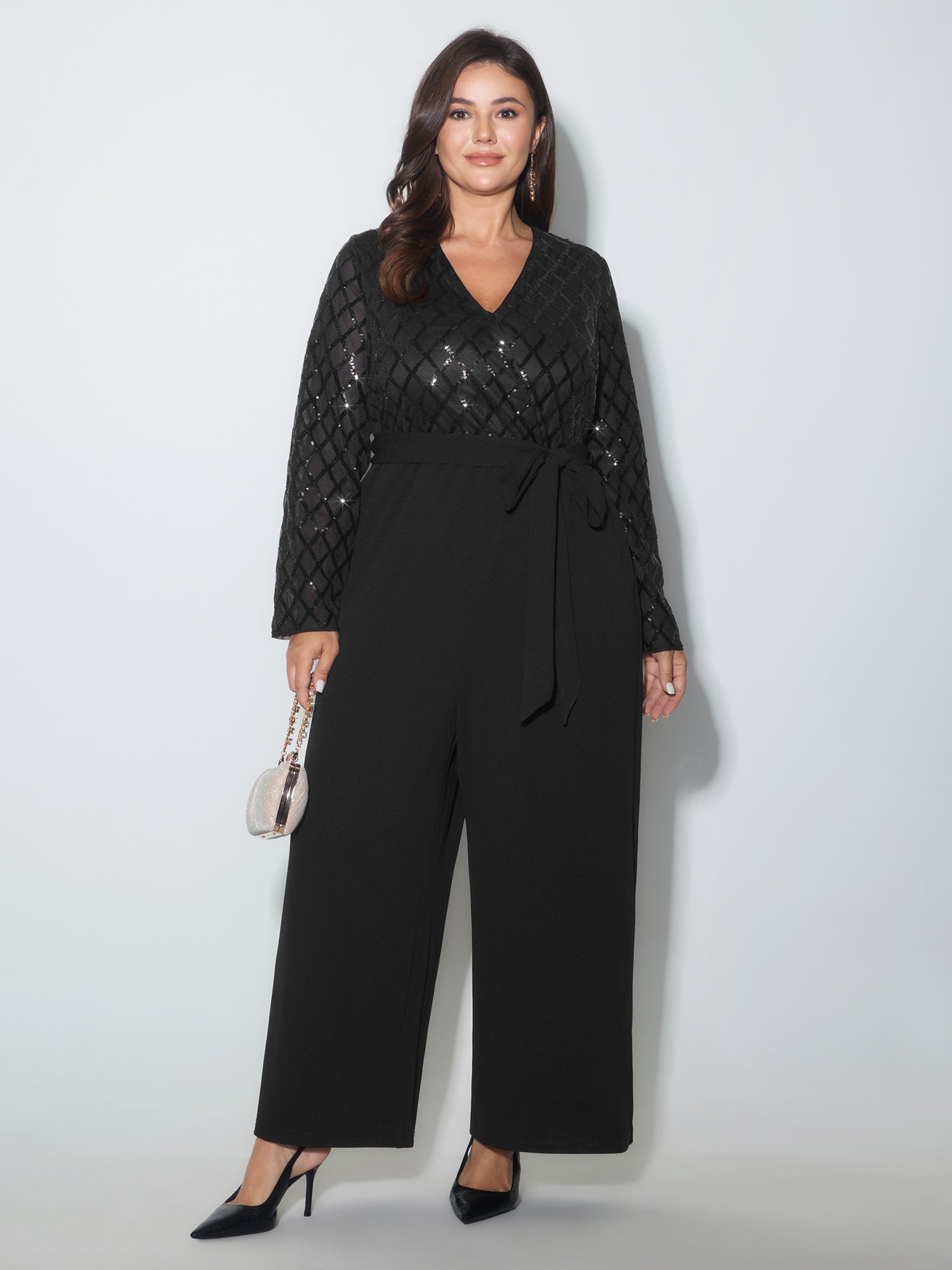 Sparkly Sequin Side-Tie Jumpsuin
