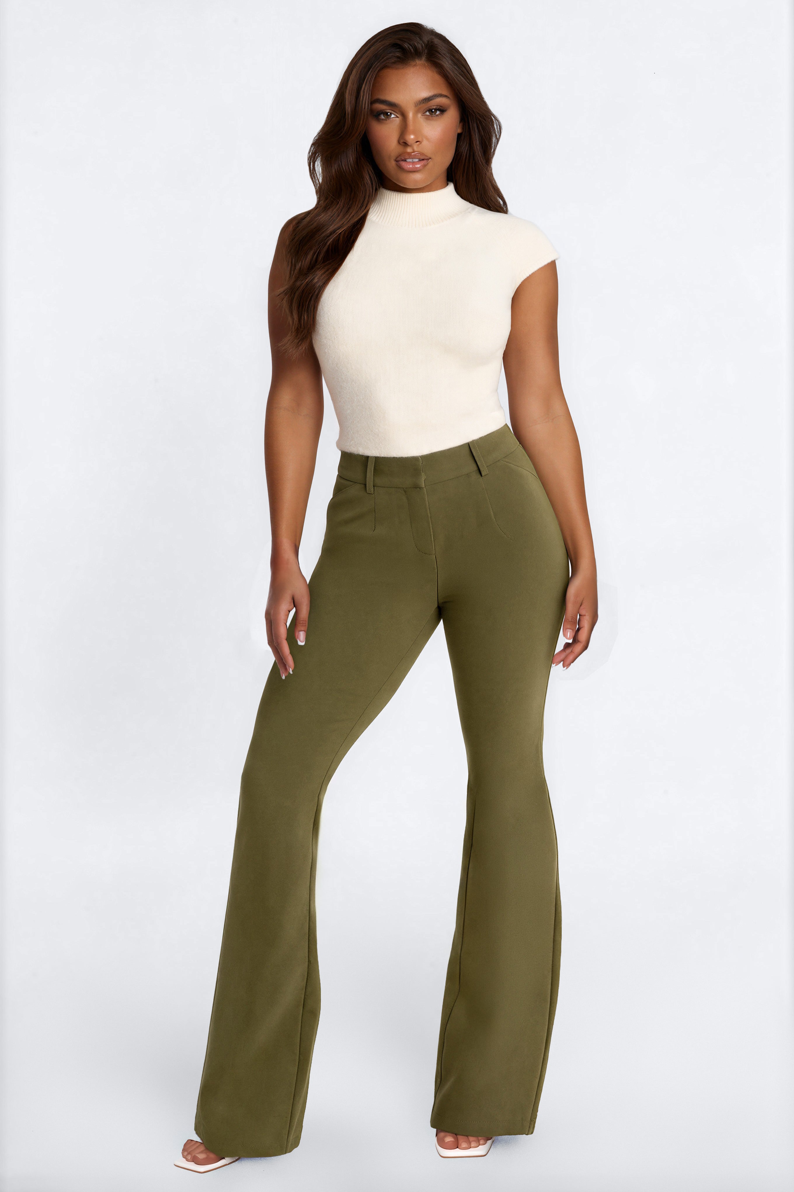 Tall Tasha Dressy High Rise Pants - Olive