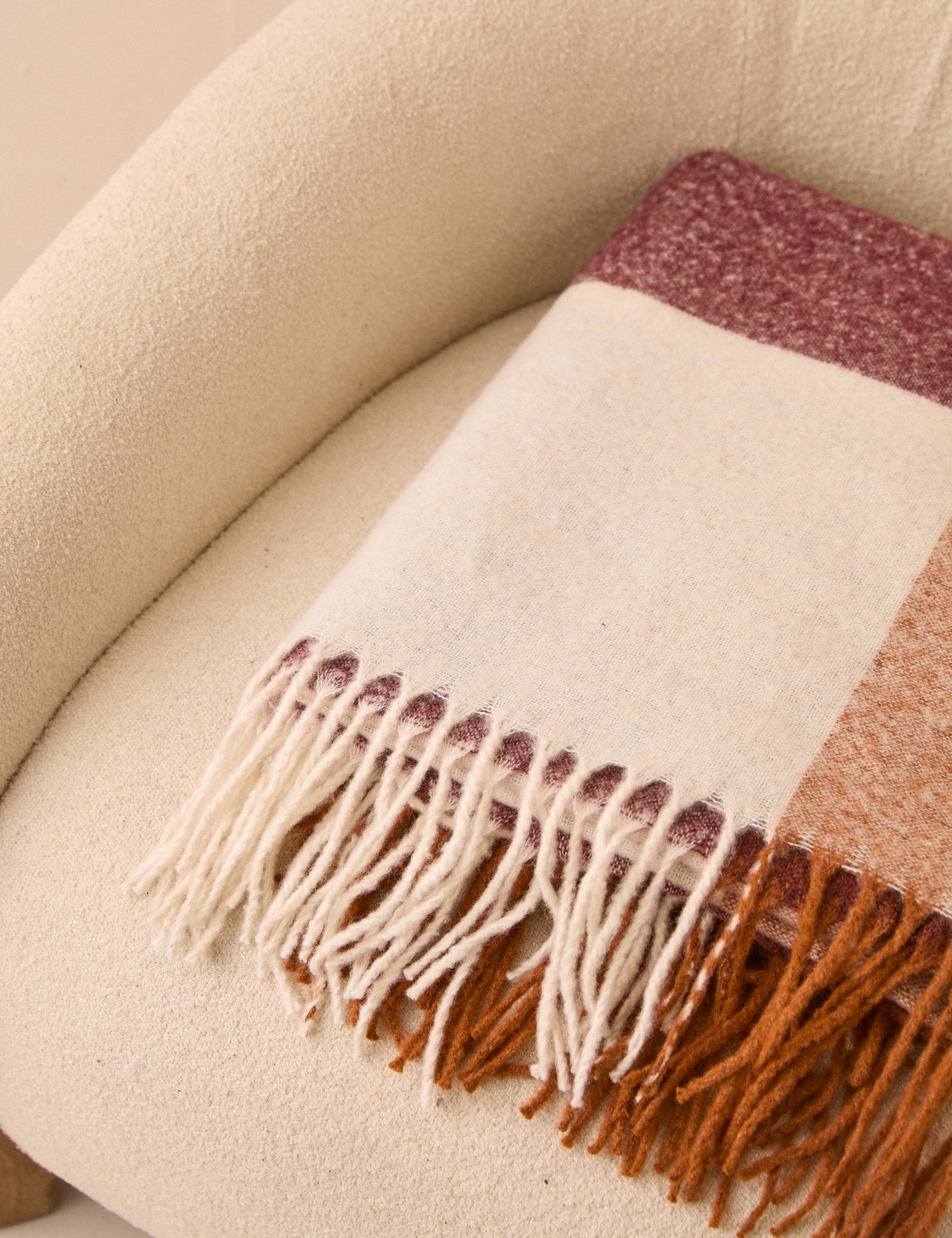 Burgundy and Orange Check Throw