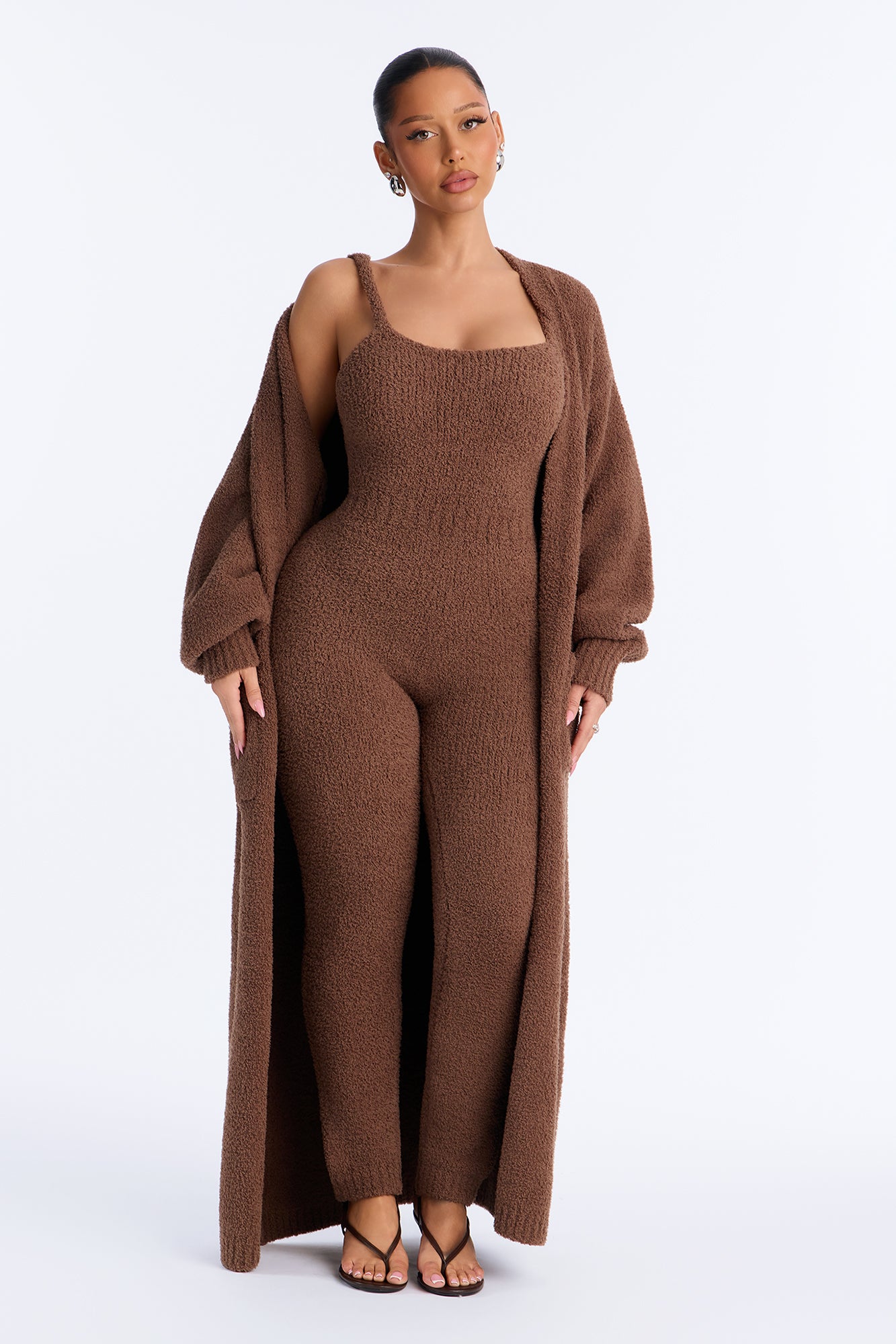 Living In It Jumpsuit Set - Mocha