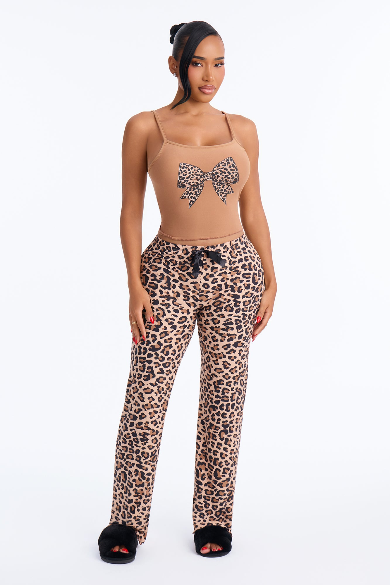 Drifting Off Cami PJ Pant Set - Tan/Multi