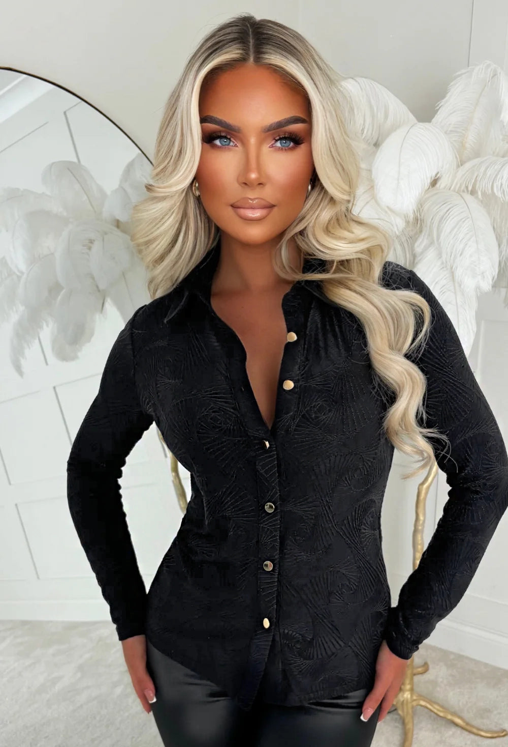 Pretty One Black Printed Stretch Jersey Shirt