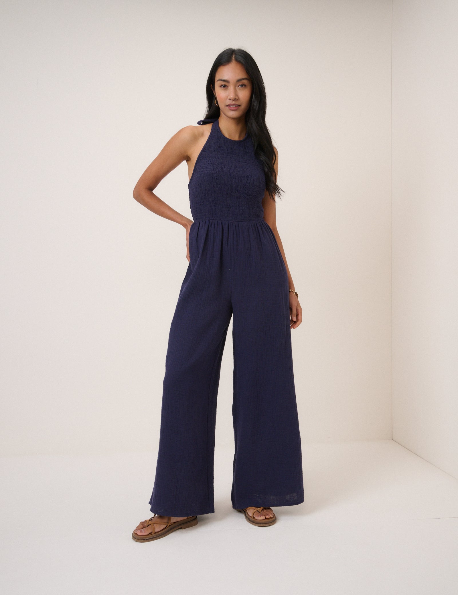 Navy Halterneck Tizzy Jumpsuit