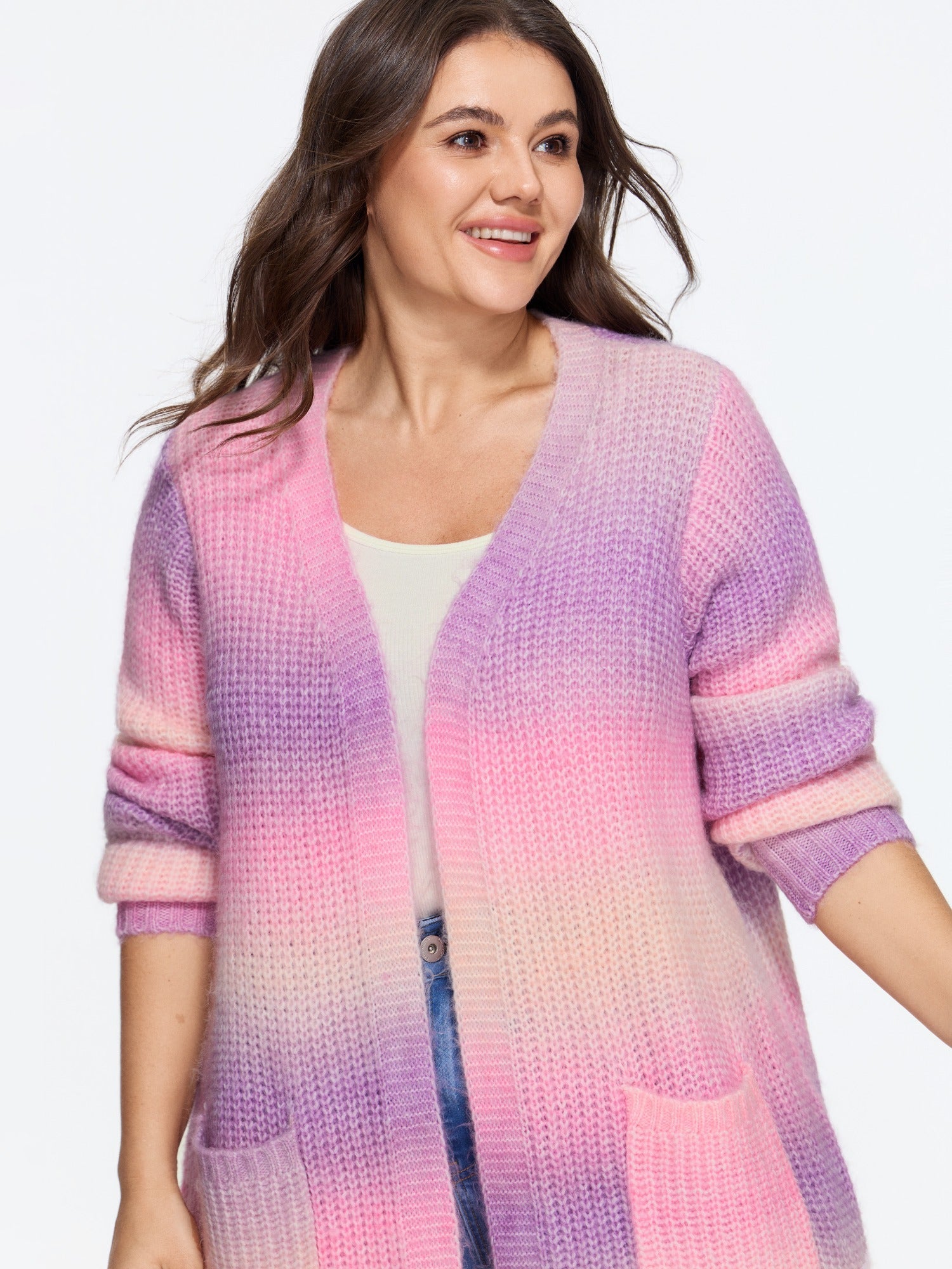 Ombre Pocket Open Front Cardigan