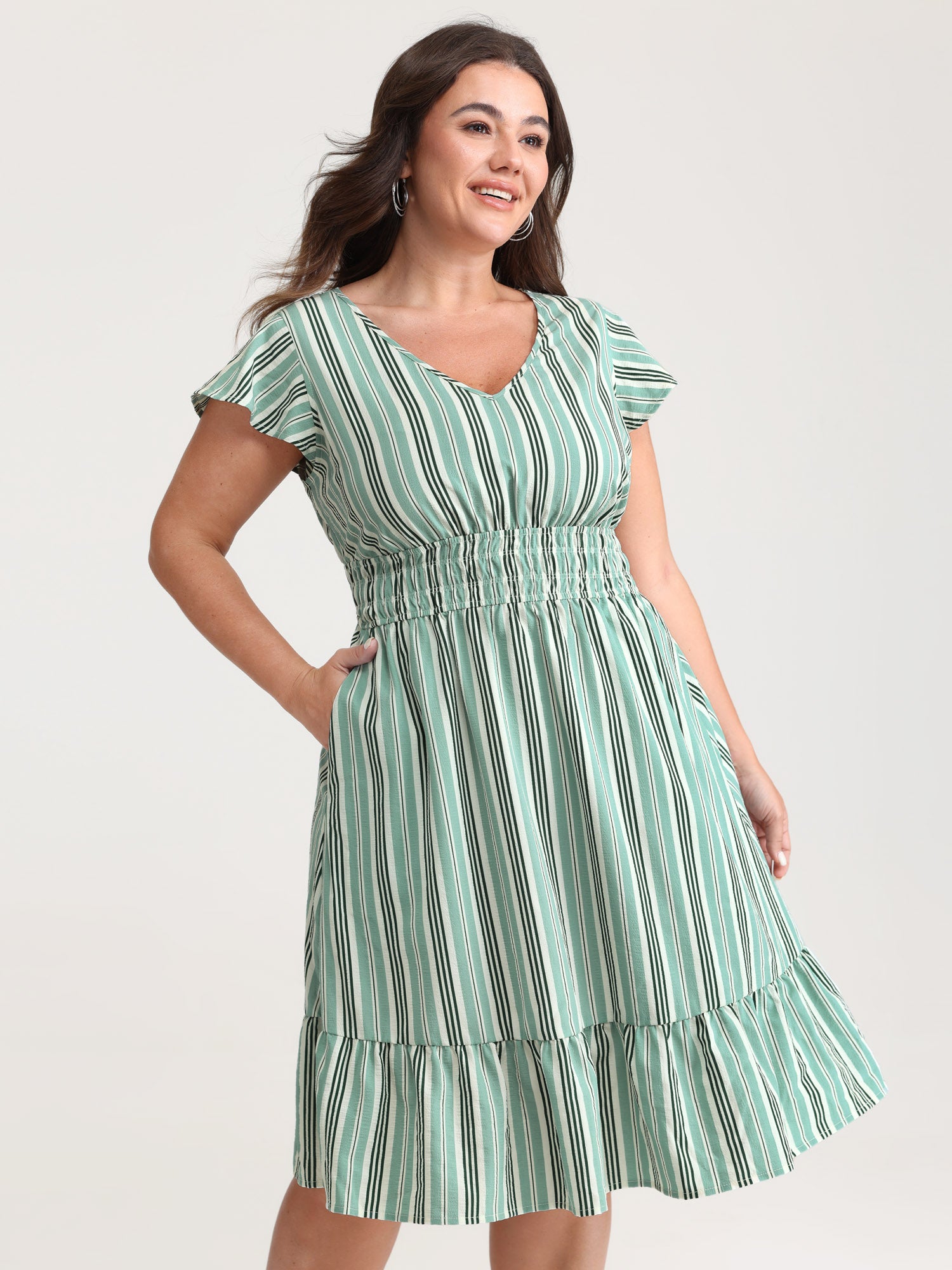Breezy Stripe Print Pockets Mini Dress