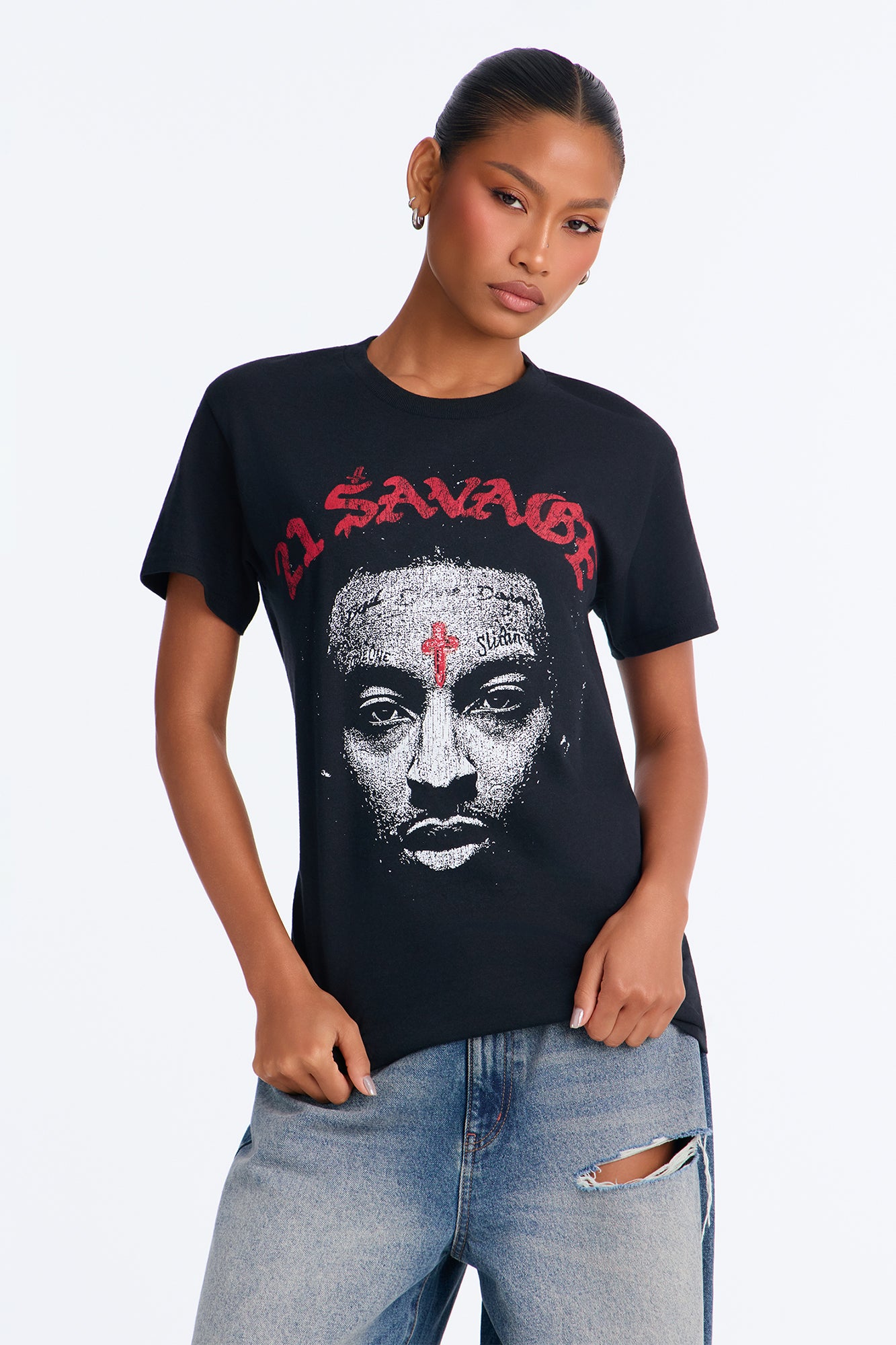 21 Savage Monotone Portrait Tee - Black