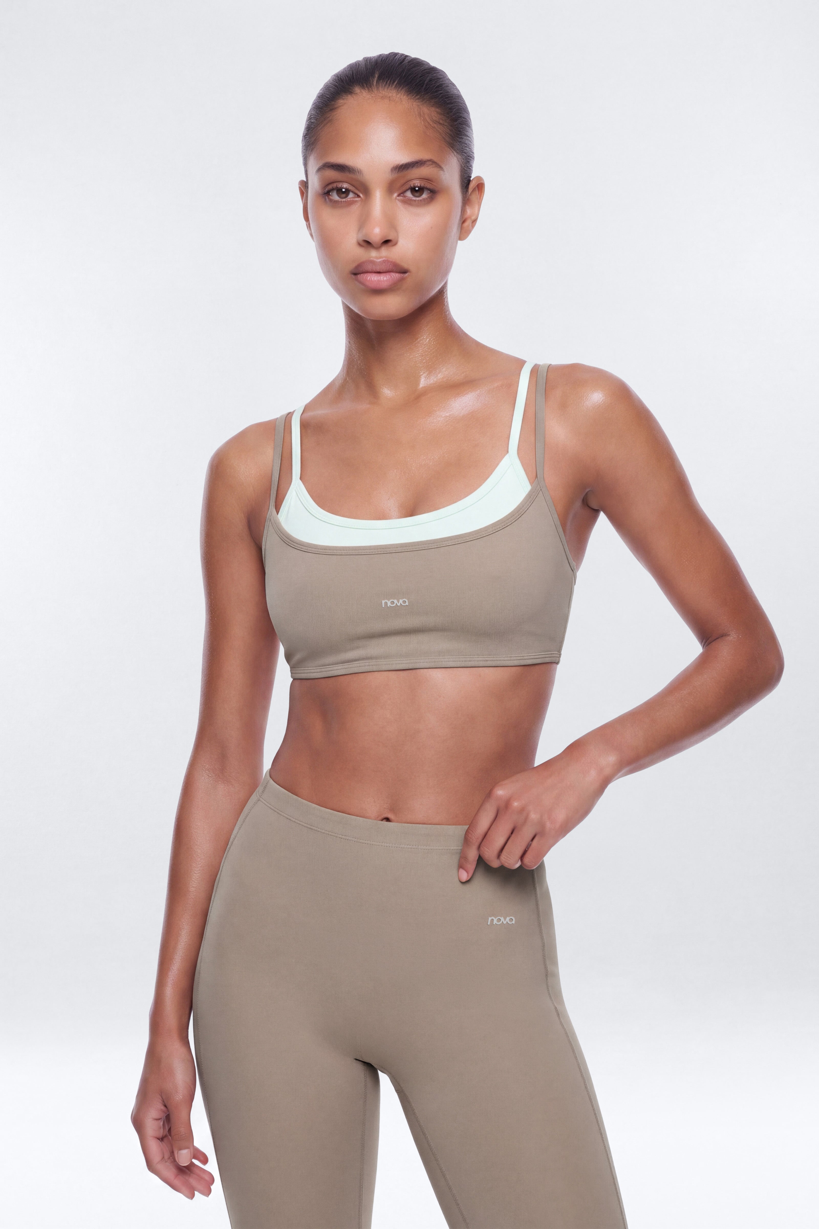 ProStretch™ Double Layered Strappy Sports Bra - Taupe/combo