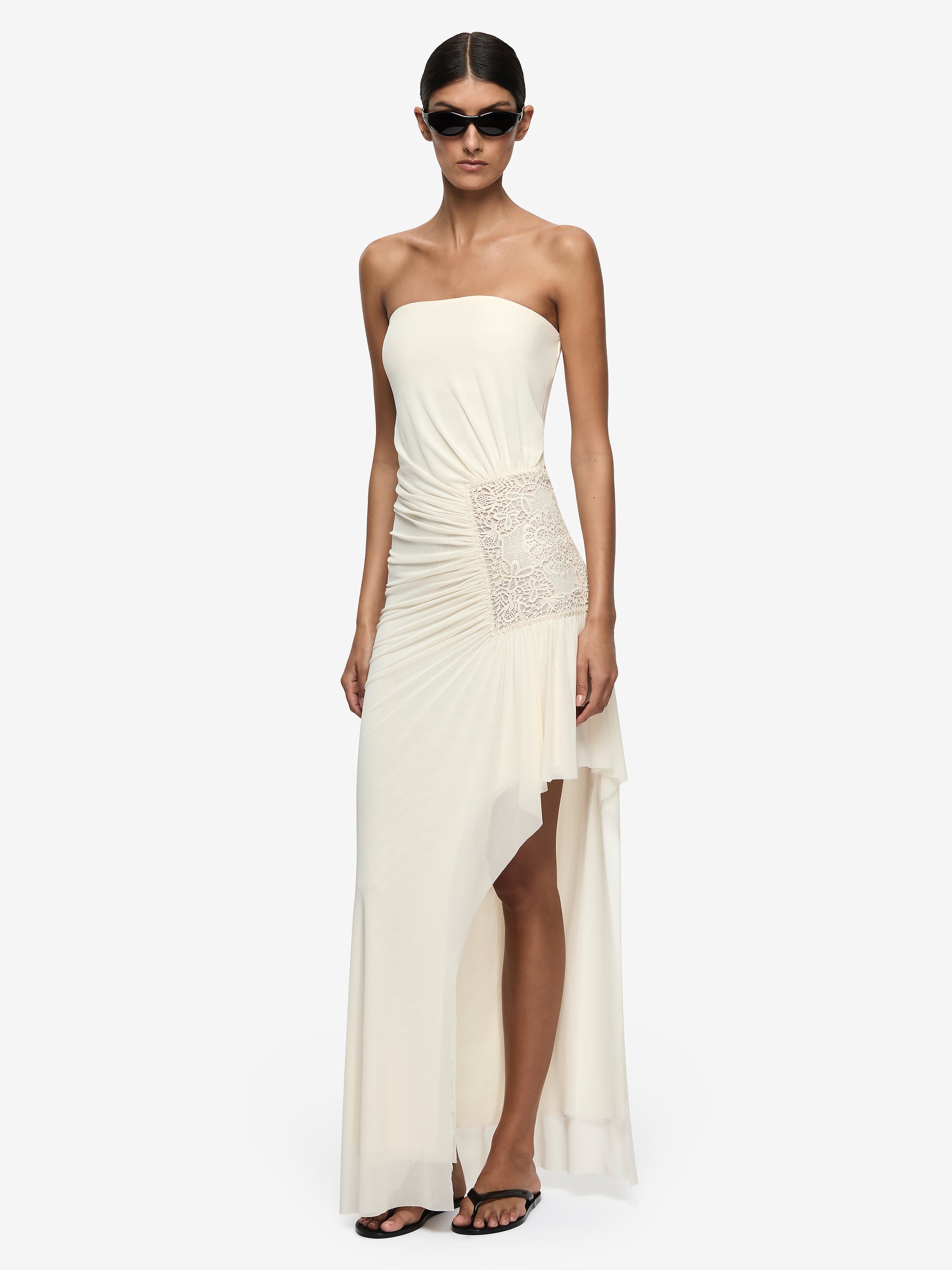 WINSLOW STRAPLESS ASYM DRESS - BUTTERCREAM