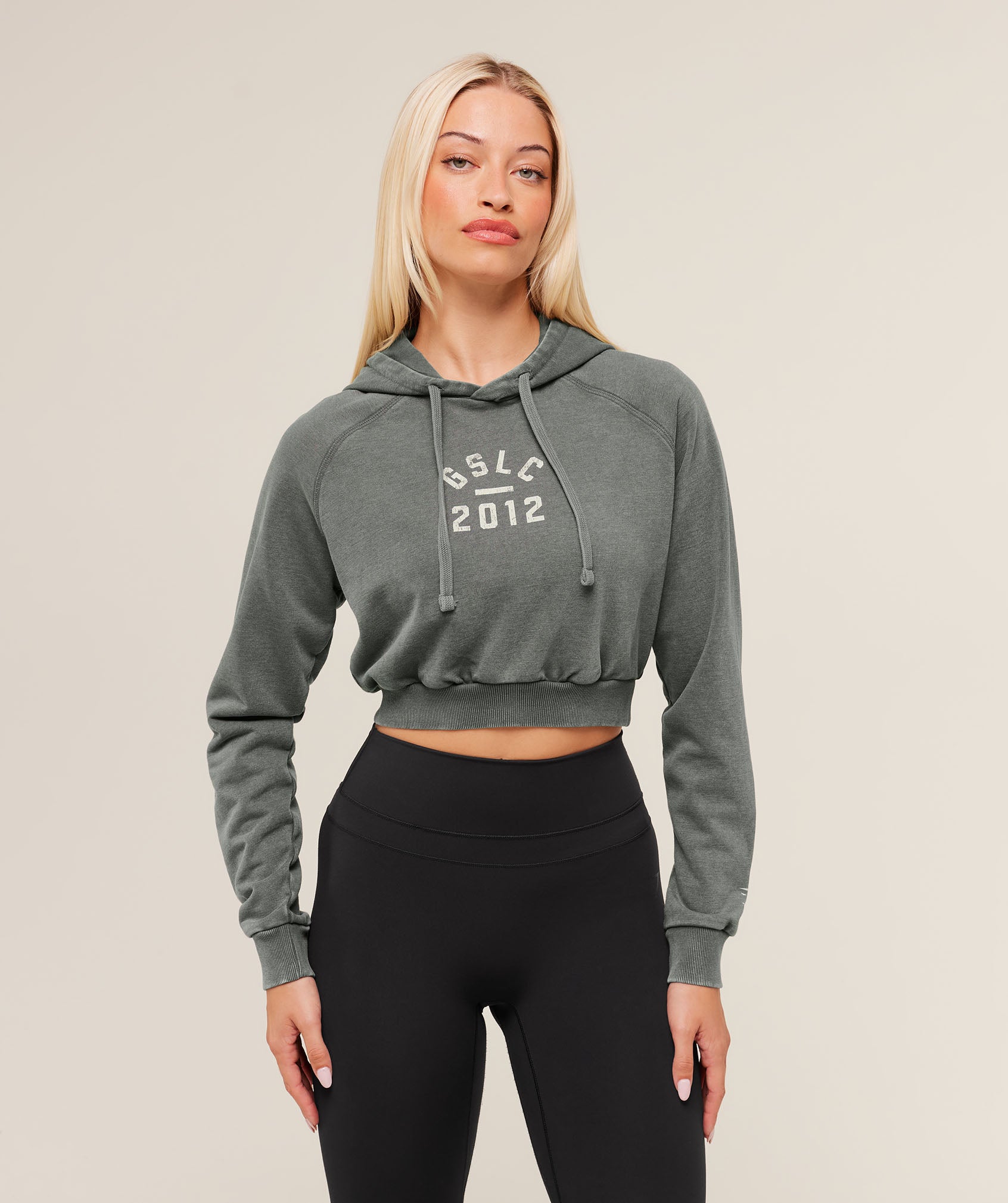 Gymshark Lifting Club 2012 Graphic Cropped Hoodie - Slate Teal/Wash