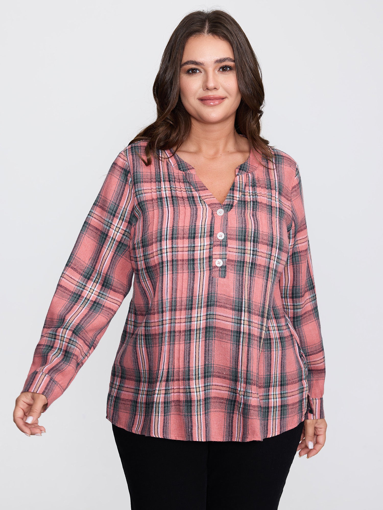 Pretty Plaid Toothpick Pleats Blouse