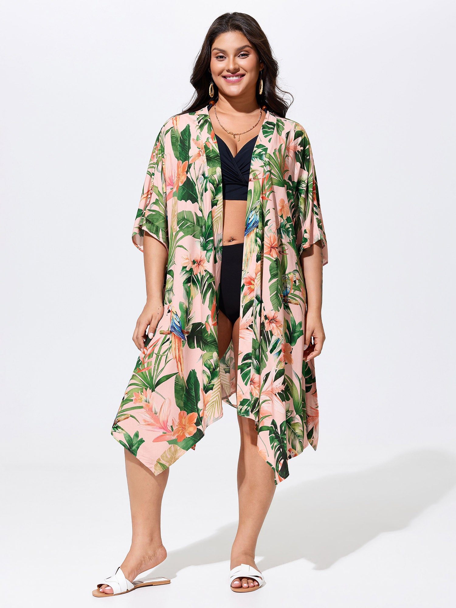 Tropical Escape Waist Tie Kimono