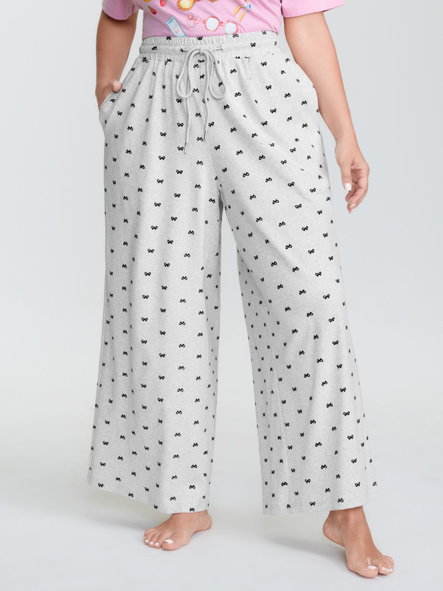 Cotton Polka Dots Heather Drawstring Lounge Pants