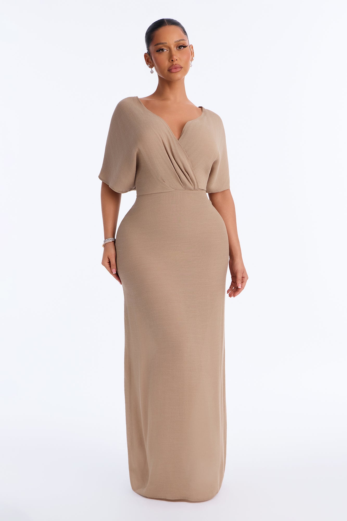 Annah Gauze Maxi Dress - Taupe