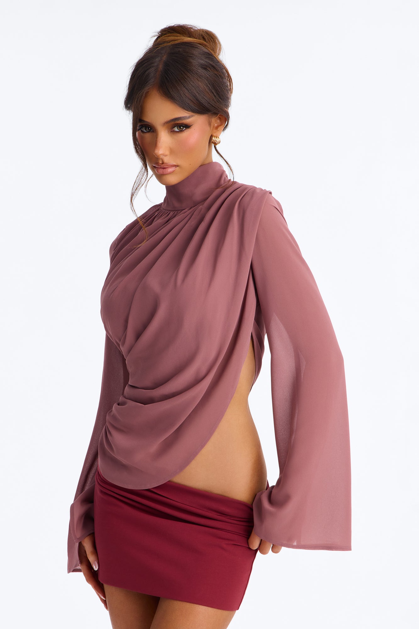 Controlled Desires Long Sleeve Blouse - Mauve
