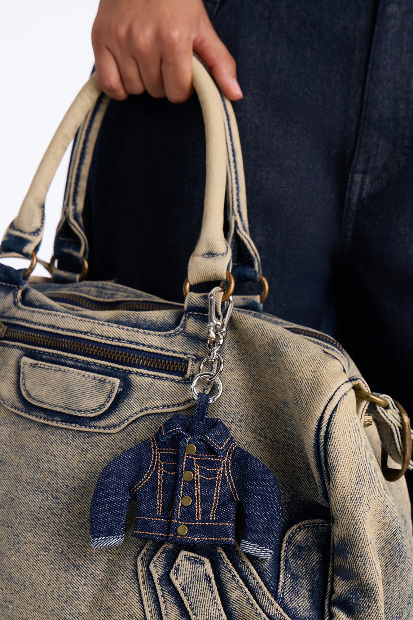 Denim Jacket Key Charm - Dark Denim