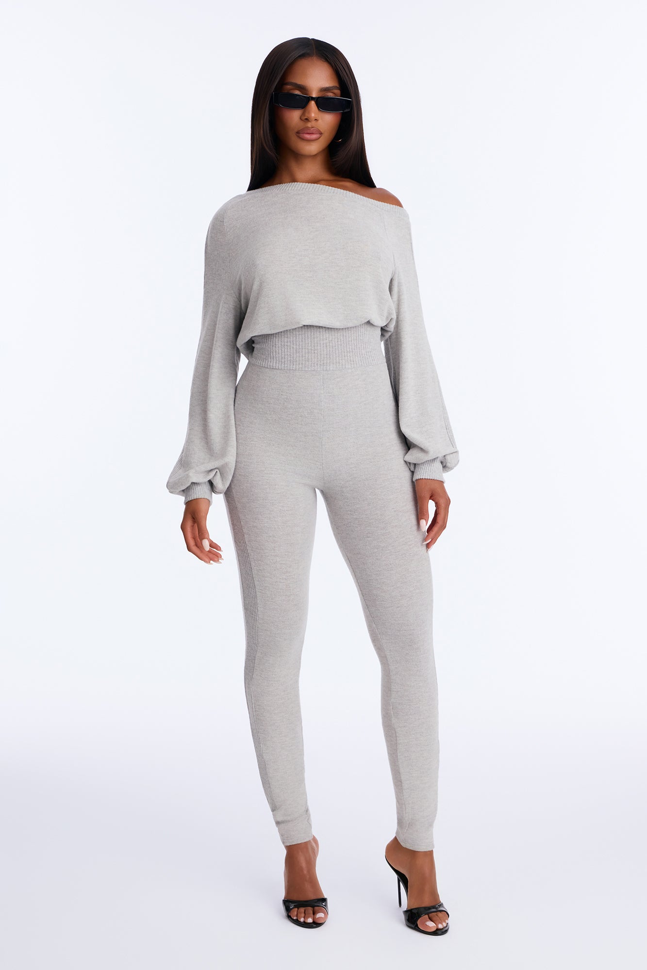 Just My Type Hacci Jumpsuit - Heather Grey