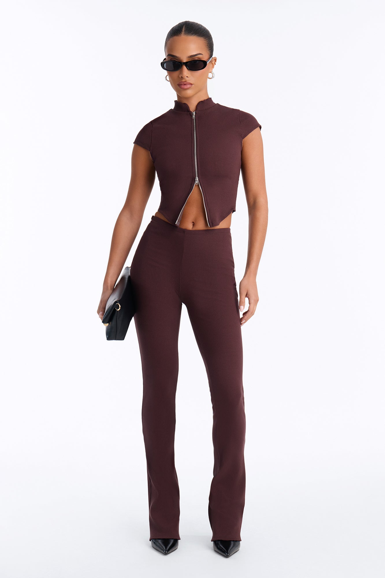 Sofia Snatched Pant Set - Chocolate