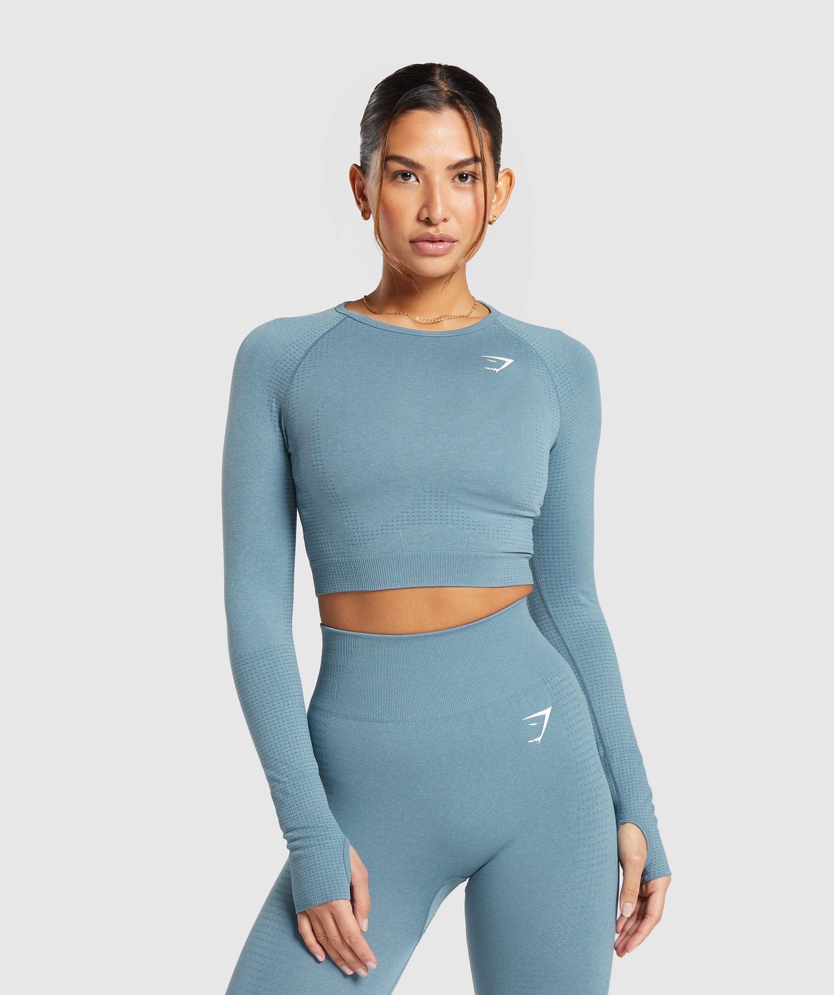 Gymshark Vital Crop Top - Faded Blue/ Marl