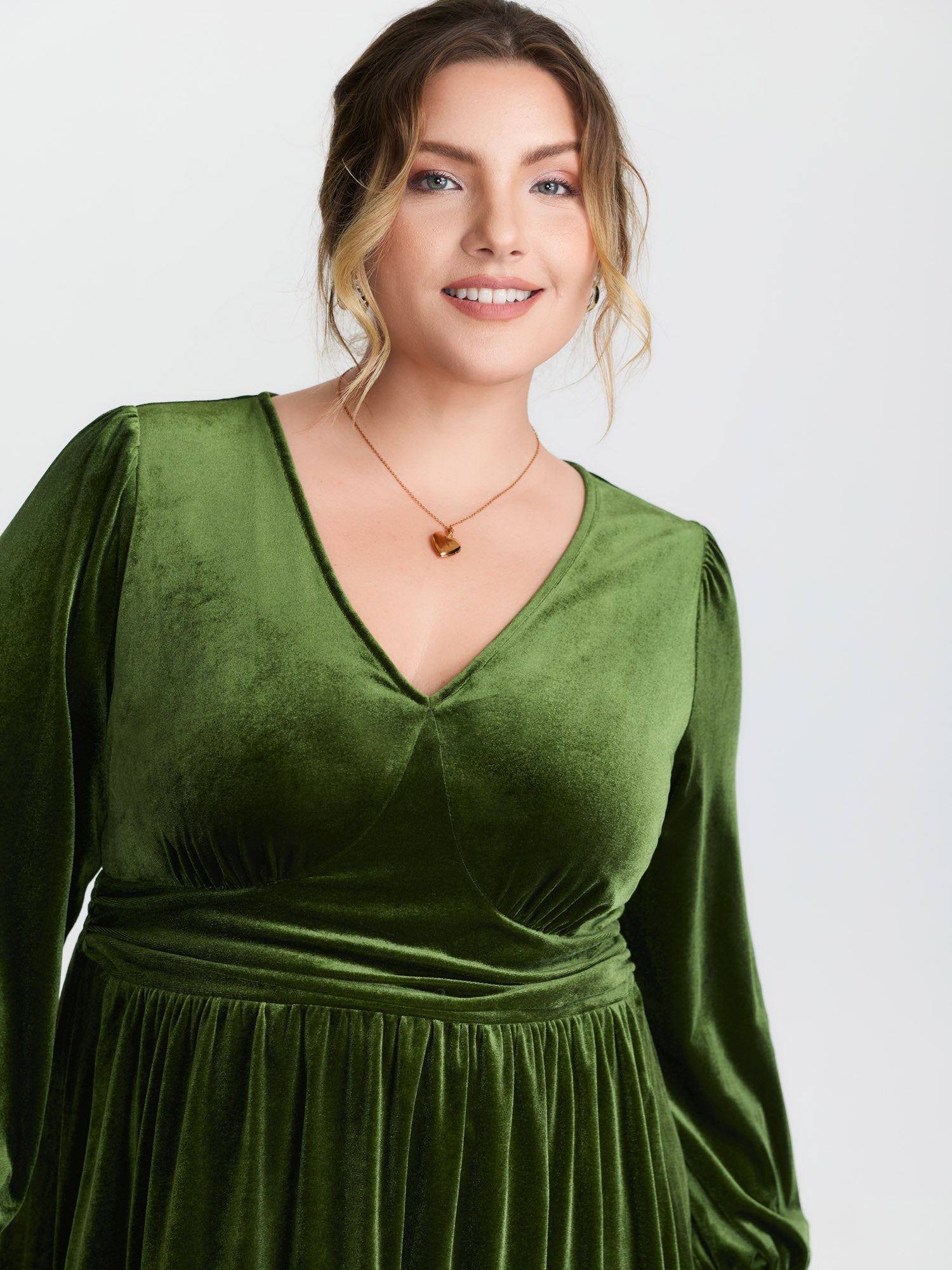 Velvet Triangular Shirred Waist Maxi Dress