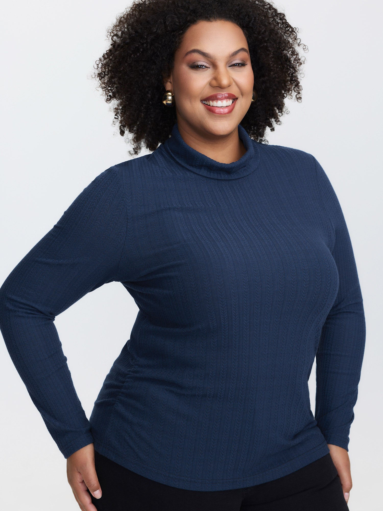 Supersoft Textured Turtleneck T-Shirt