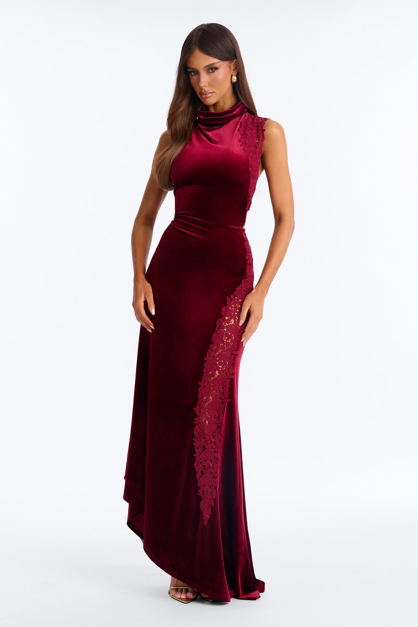 Class Meets Confidence Velvet Maxi Dress - DarkRed