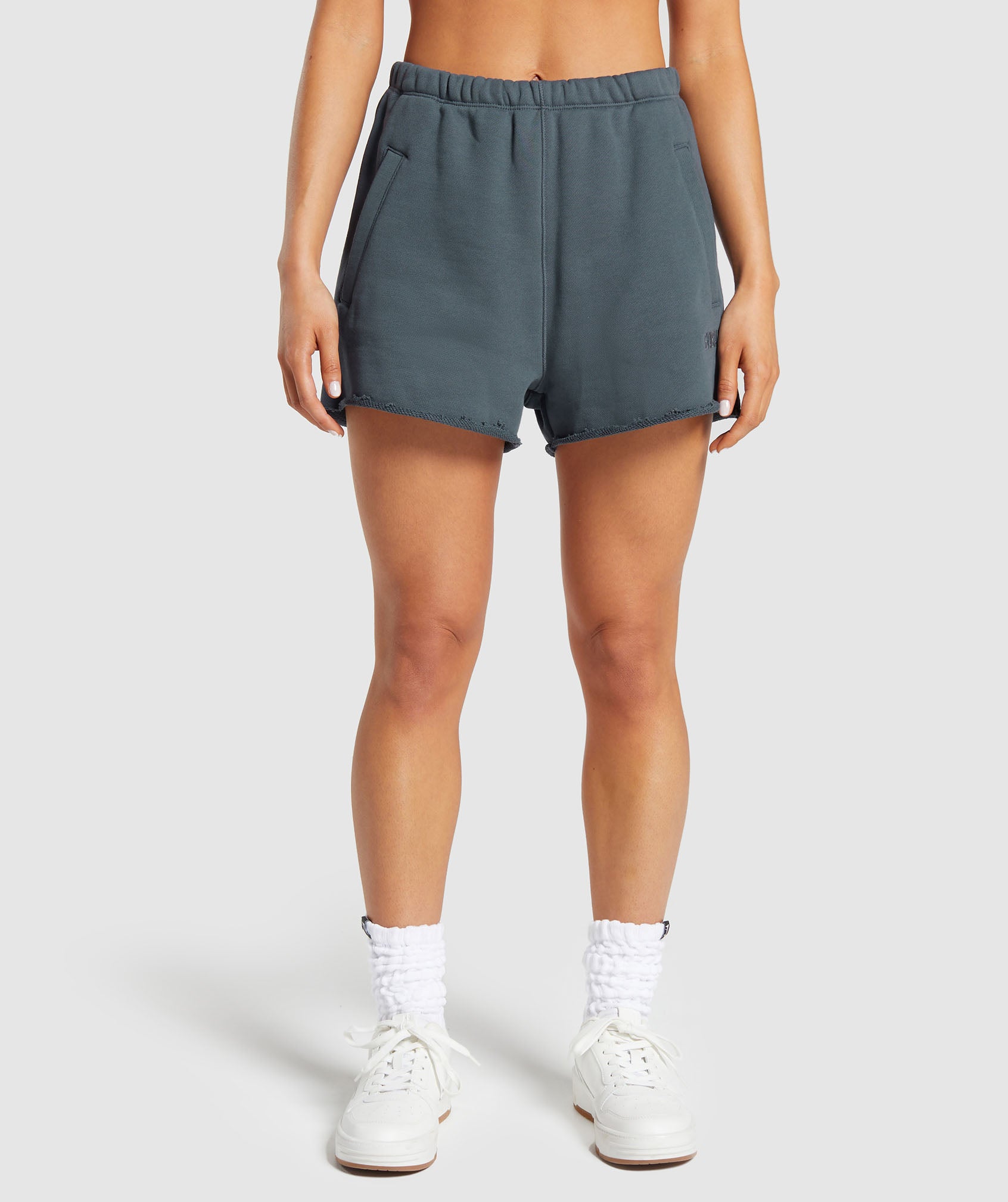 Gymshark LOOPBACK SWEAT SHORTS - Titanium Blue