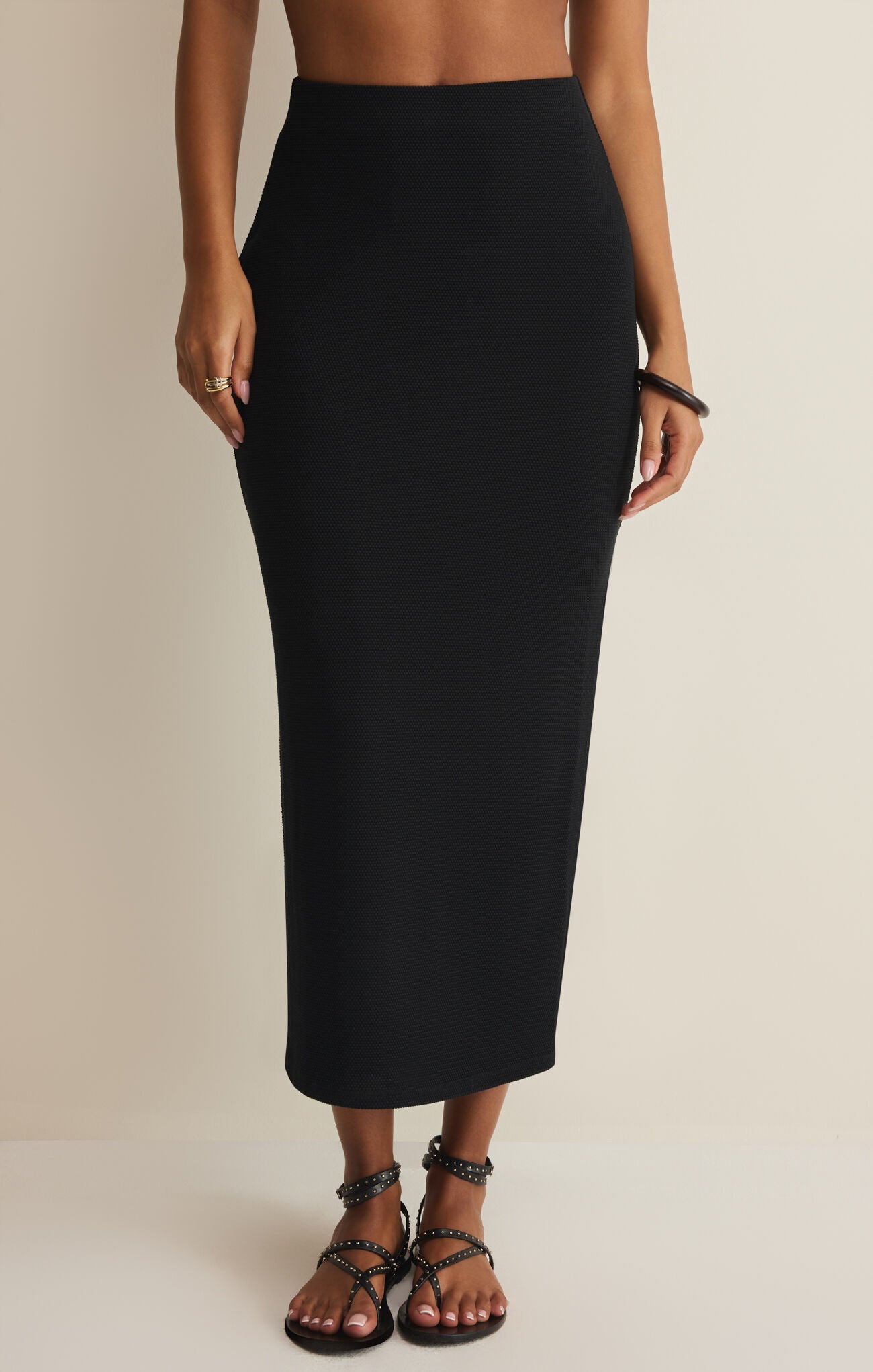Z Supply Black Ainslie Midi Skirt