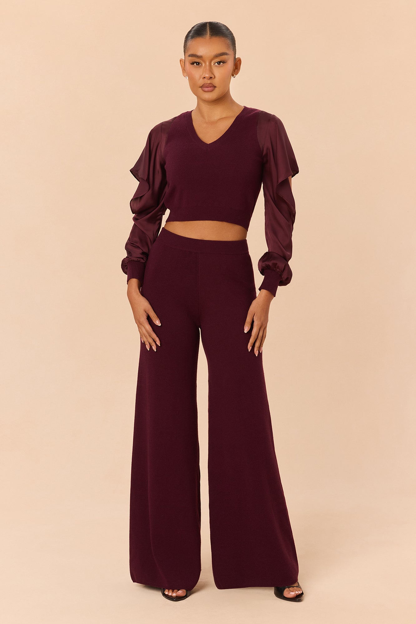 Daily Classic Sweater Pant Set - Plum