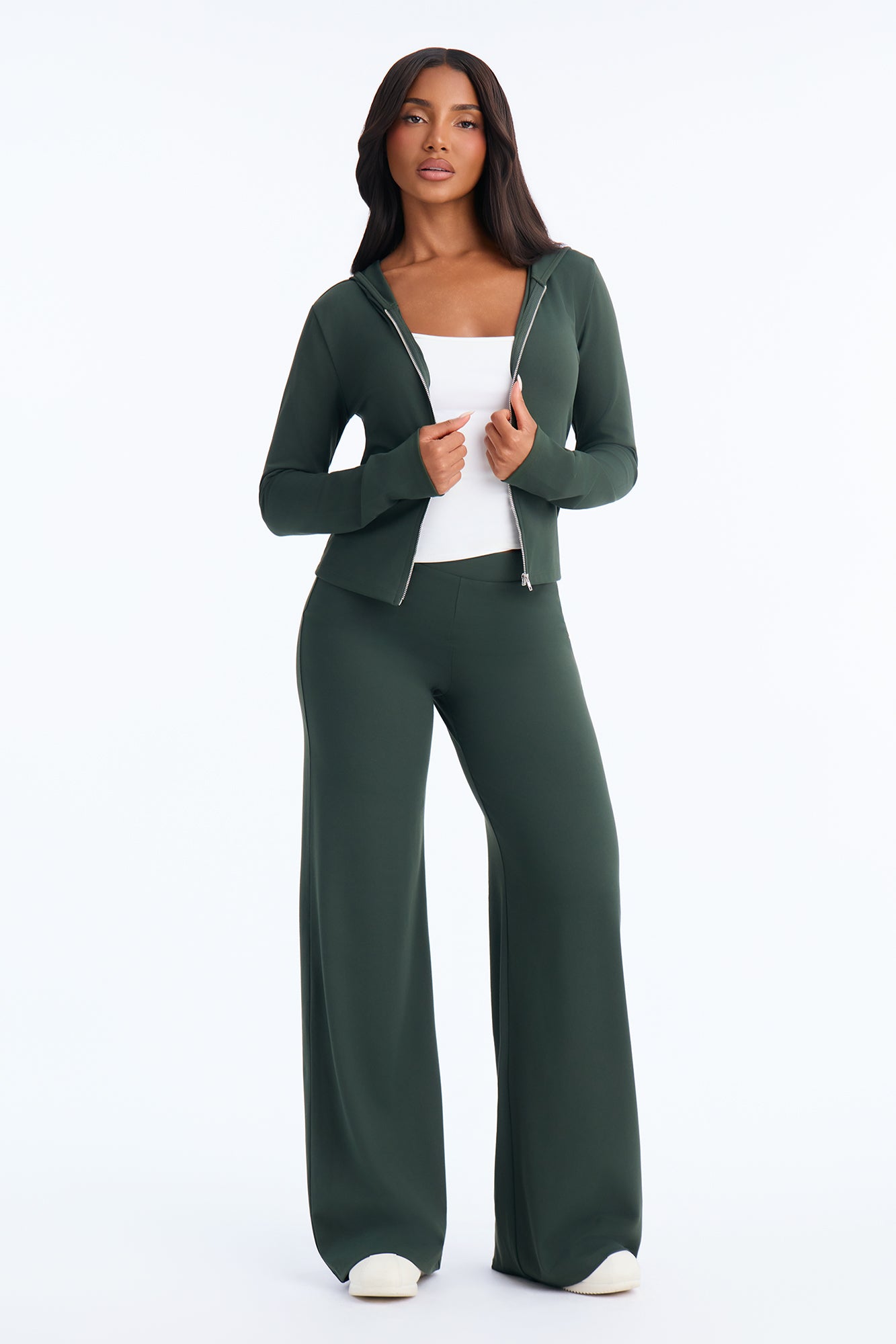 Casual Vibe Zip Up Hoodie Pant Set - Hunter