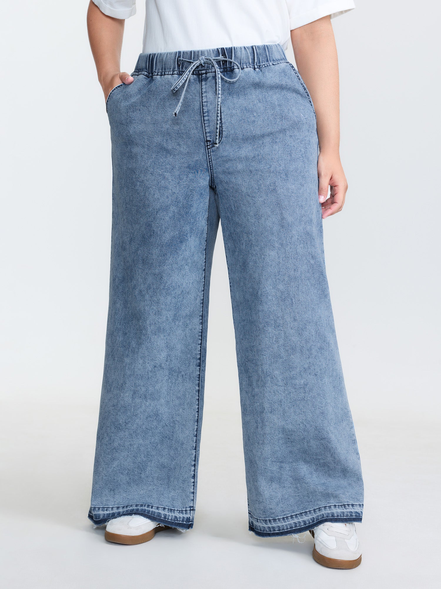 Stretchy Elastic Waist Drawstring Jeans