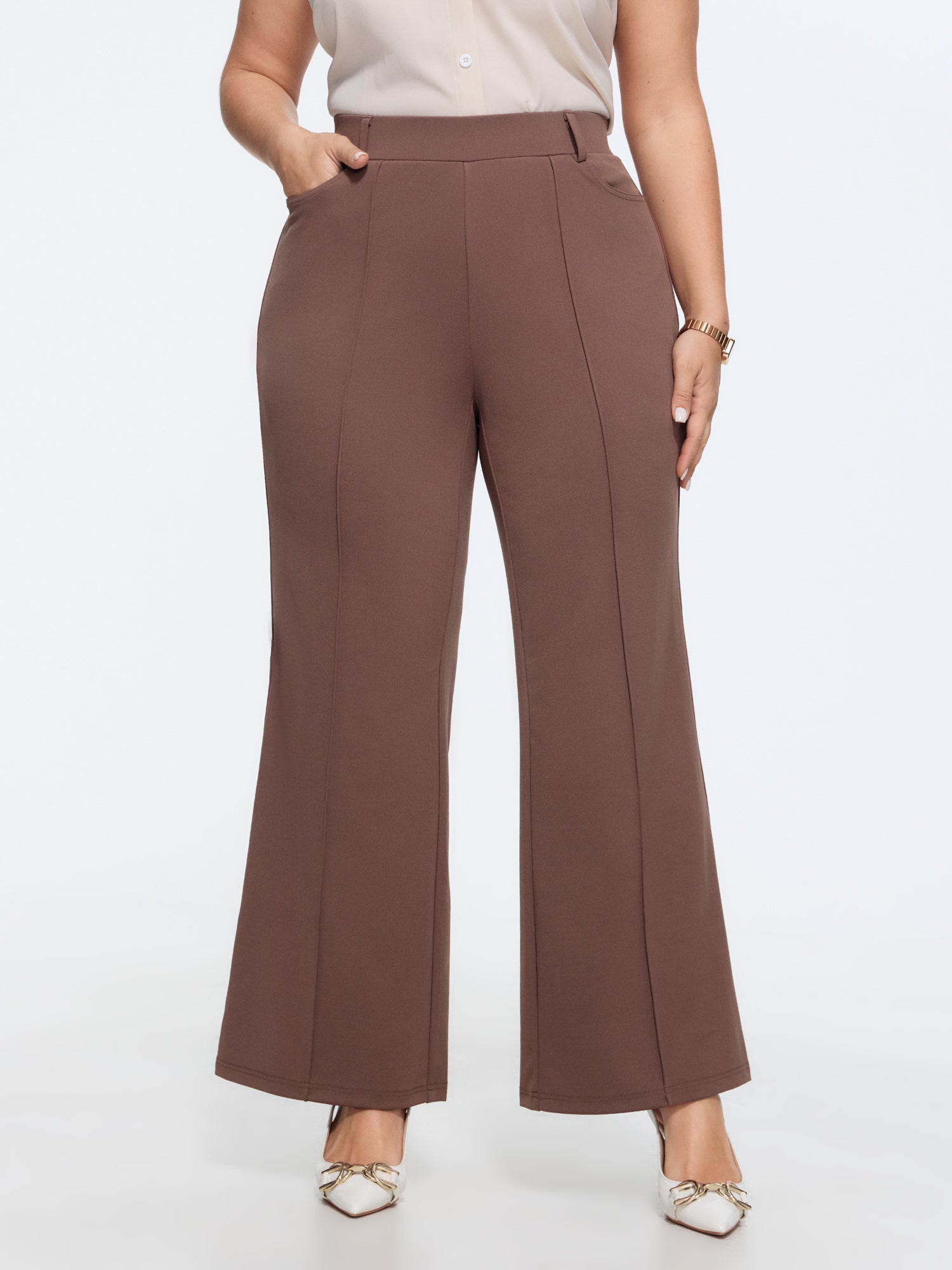 Pull-On Flared Pockets Pants
