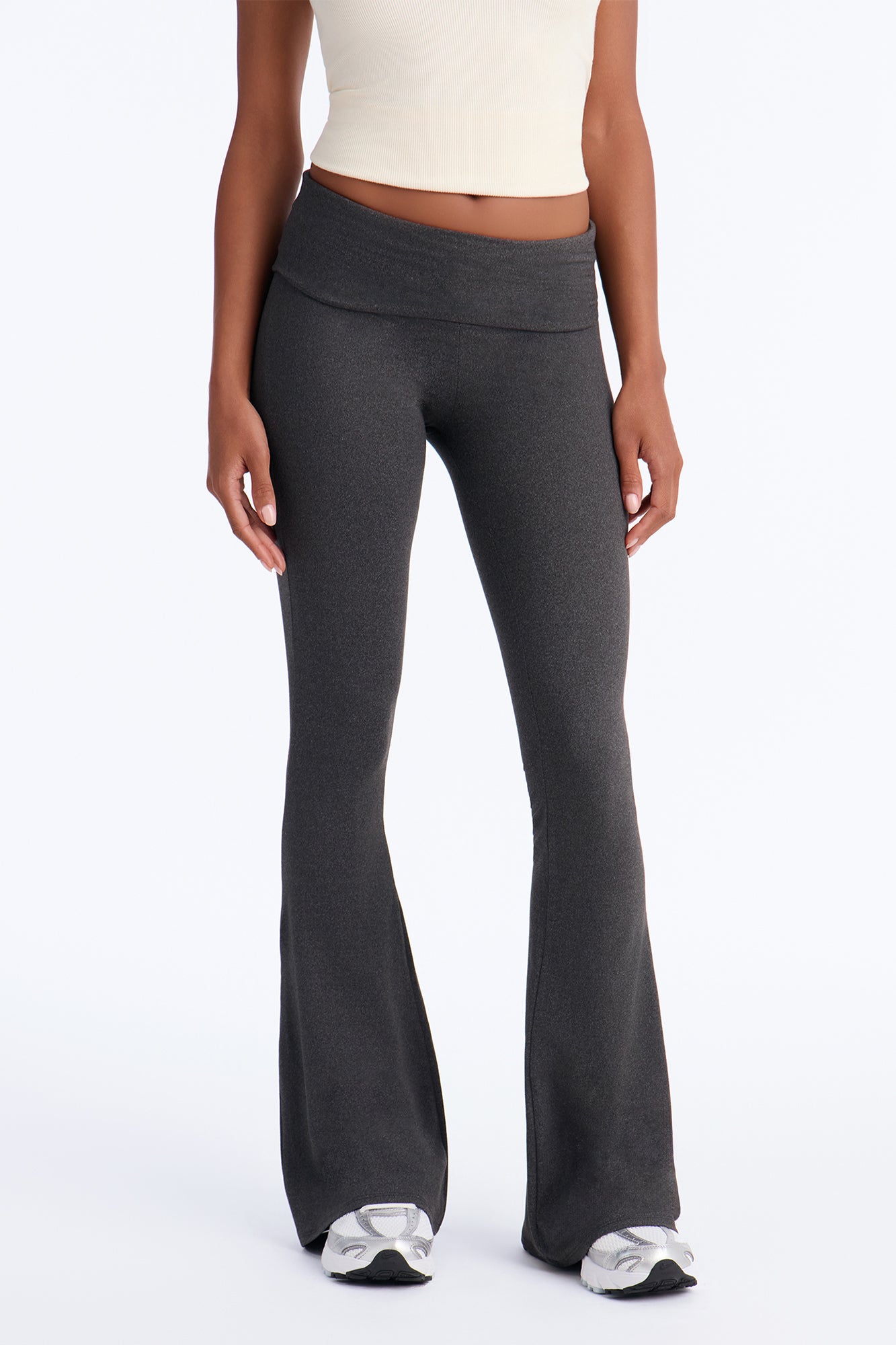 Celia Lounge Foldover Waist Flare Leg Pant - Charcoal